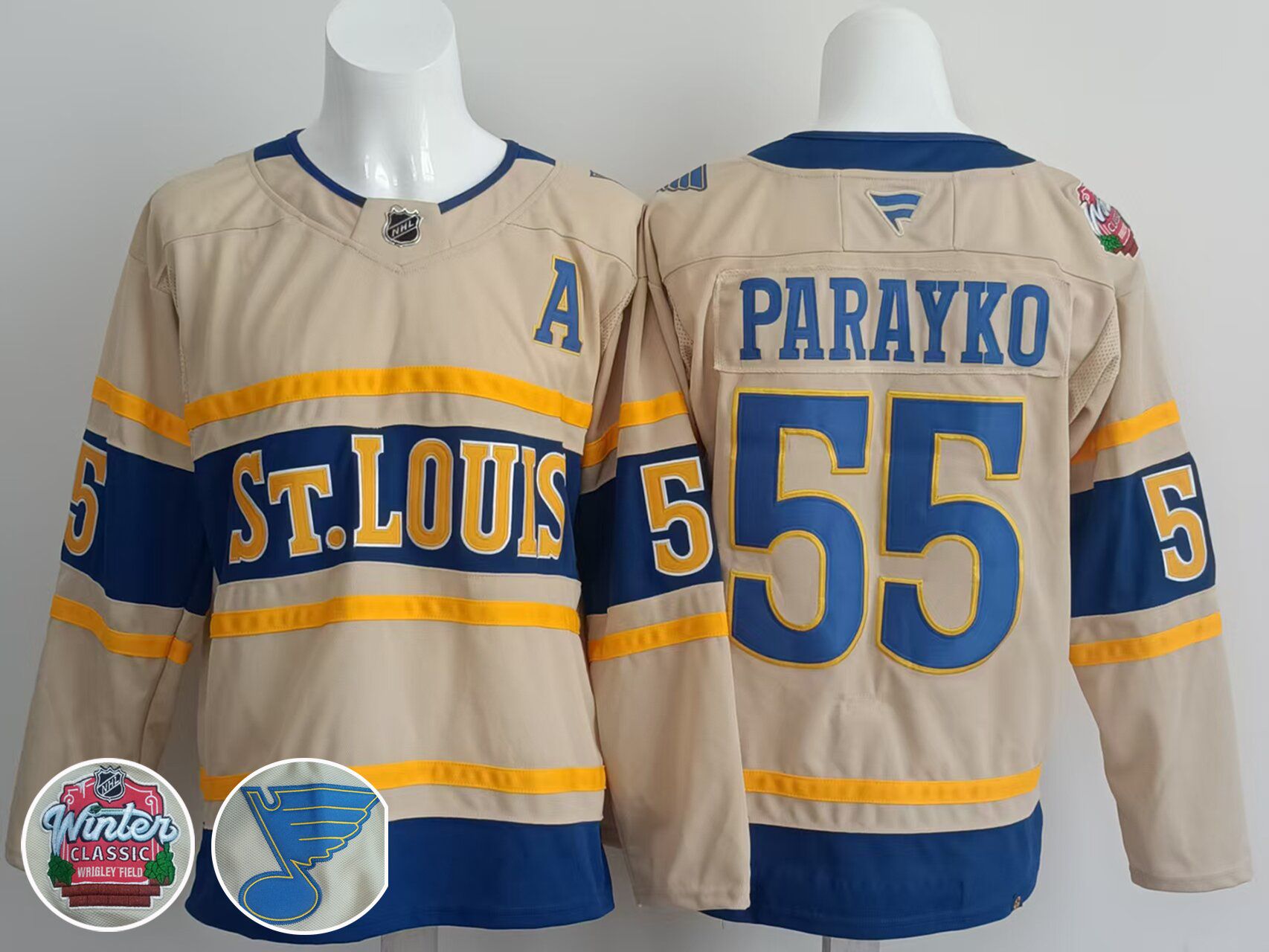 Men St.Louis Blues #55 Parayko Cream 2025 Fanatics Classic Edition NHL Jersey